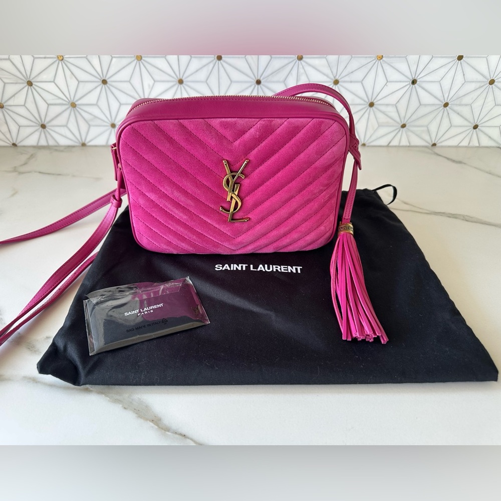 Yves Saint Laurent Lou Camera Bag in Pink Suede/Leather, EUC - Picture 3 of 15